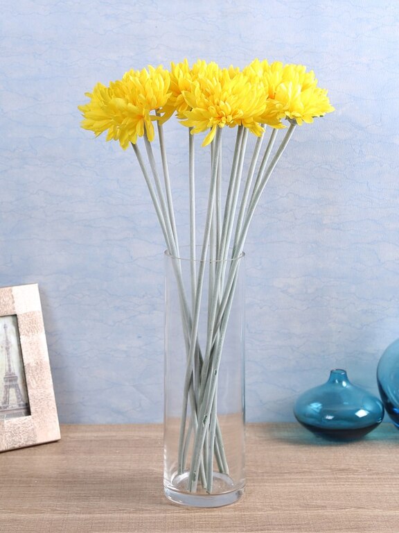 SYNTHETIC CLOTH ARTIFICIAL CHRYSANTHEMUM STEM (40 CM, YELLOW, SET OF 8) MSF20